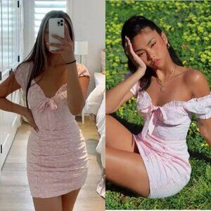 Princess Polly Back To Paris Mini Dress Light Pink Floral Size 6
